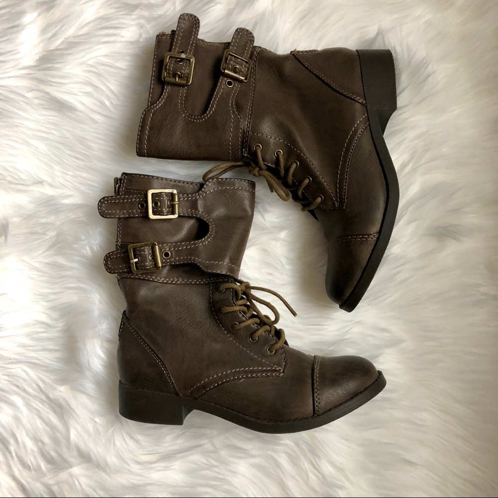 ALDO ‘Tarnished Gray’ Combat Moto Boots Size 6.5